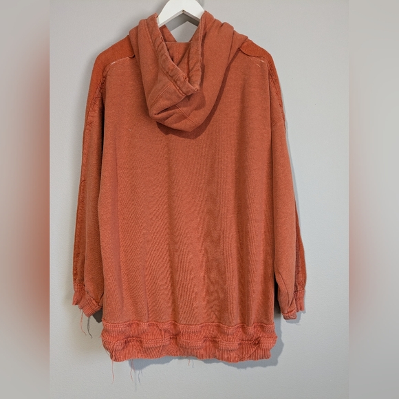 Free People Movement Deconstructed Orange Oversize Boyfriend Sweatshirt Hoodie S - Picture 7 of 12